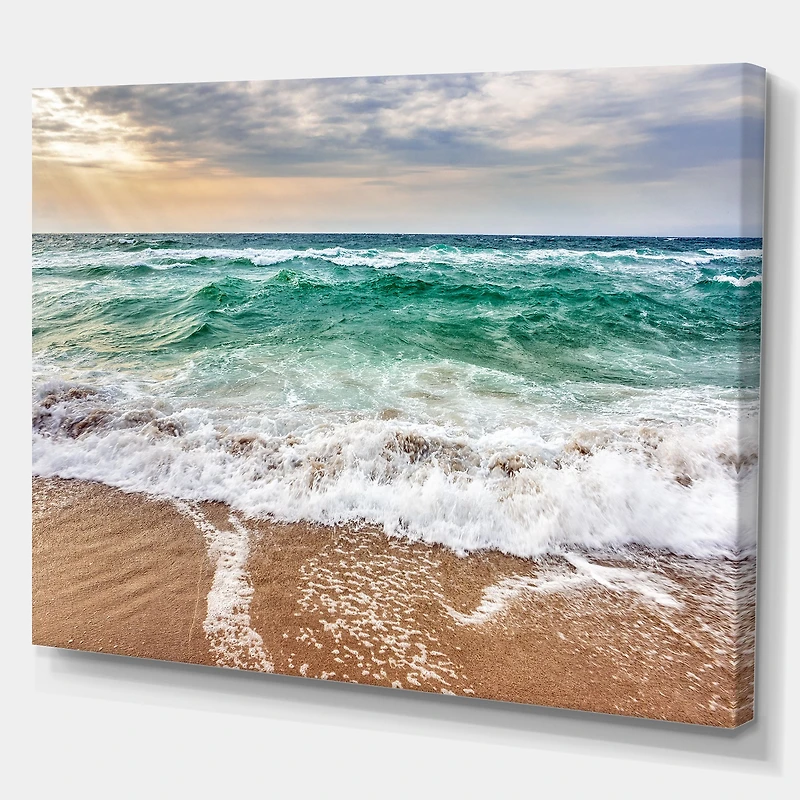 Crystal Clear Blue Foaming Waves  Canvas Wall Art