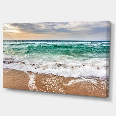 Crystal Clear Blue Foaming Waves  Canvas Wall Art
