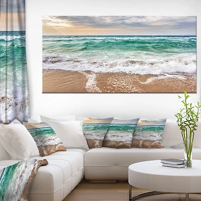 Crystal Clear Blue Foaming Waves  Canvas Wall Art