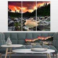 Rocky Mountain River at Sunset 3 Canvas Wall Art