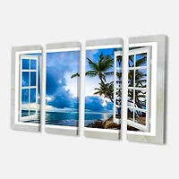 Window Open to Cloudy Blue Sky  Canvas Wall Art