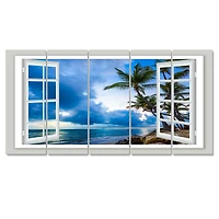 Window Open to Cloudy Blue Sky  Canvas Wall Art