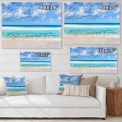 Toile « Tranquil Beach Under White Clouds »