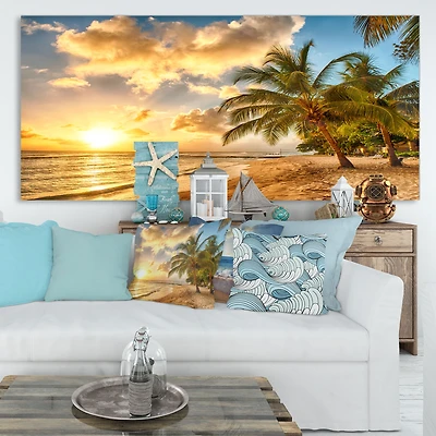 Gorgeous Beach of Island Barbados  Canvas Wall Art Print