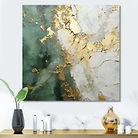 Green and Gold Fusion – Modern Metallic Abstract Art