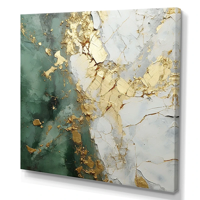 Art abstrait métallique « Green and Gold Fusion »