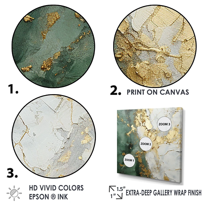 Art abstrait métallique « Green and Gold Fusion »
