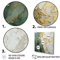 Art abstrait métallique « Green and Gold Fusion »