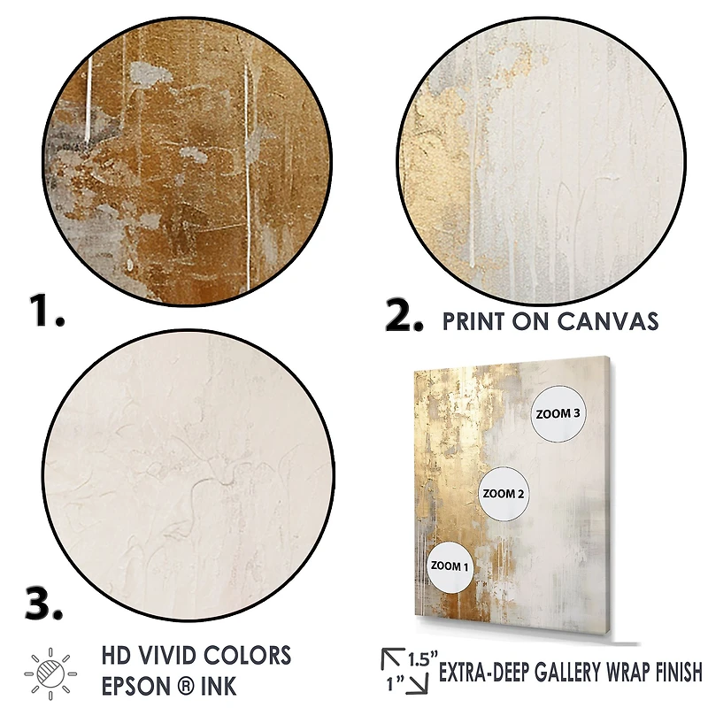 Peinture abstraite minimale « Gold and Beige River Flow »