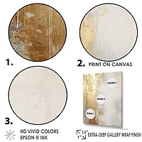 Peinture abstraite minimale « Gold and Beige River Flow »