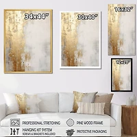 Peinture abstraite minimale « Gold and Beige River Flow »