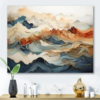 Flowing Orange and Blue Ink – Contemporary Abstract Series