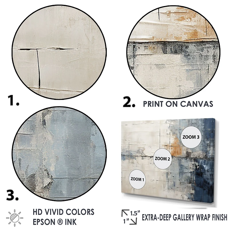 Composition de paysage abstrait « Blue and Beige Road Collage »