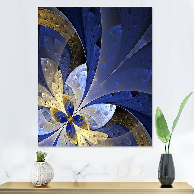Blue and Yellow  Fractal Pattern Canvas Art Print