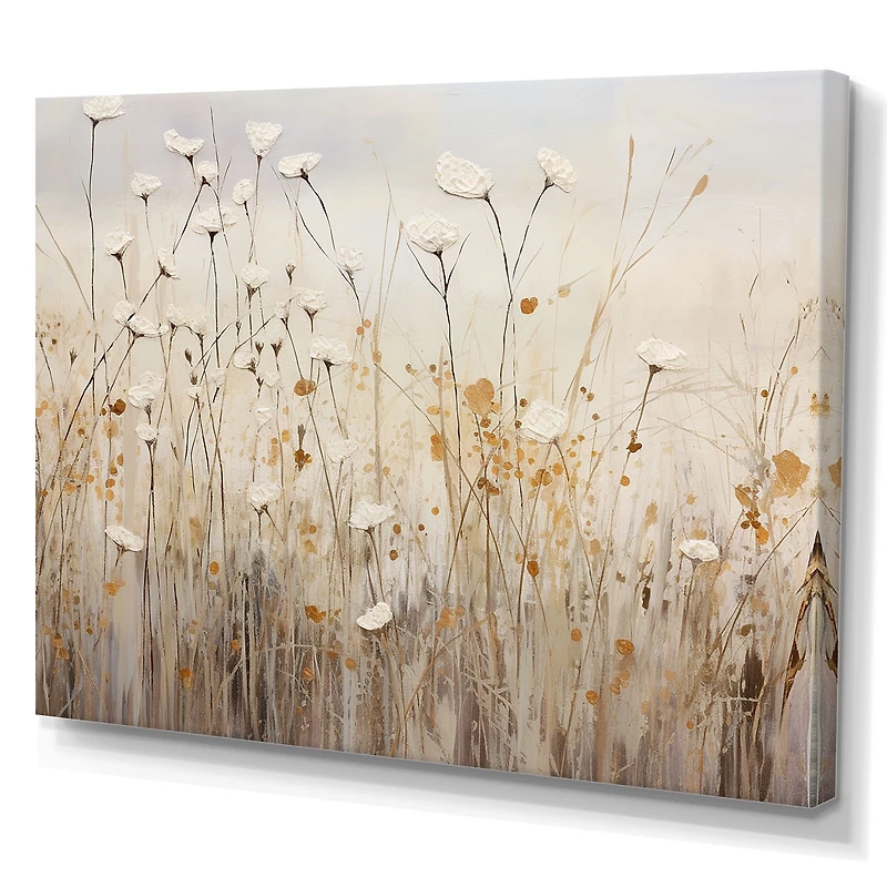 Beige Wildflower Fantasy – Dreamy Neutral Floral Artwork