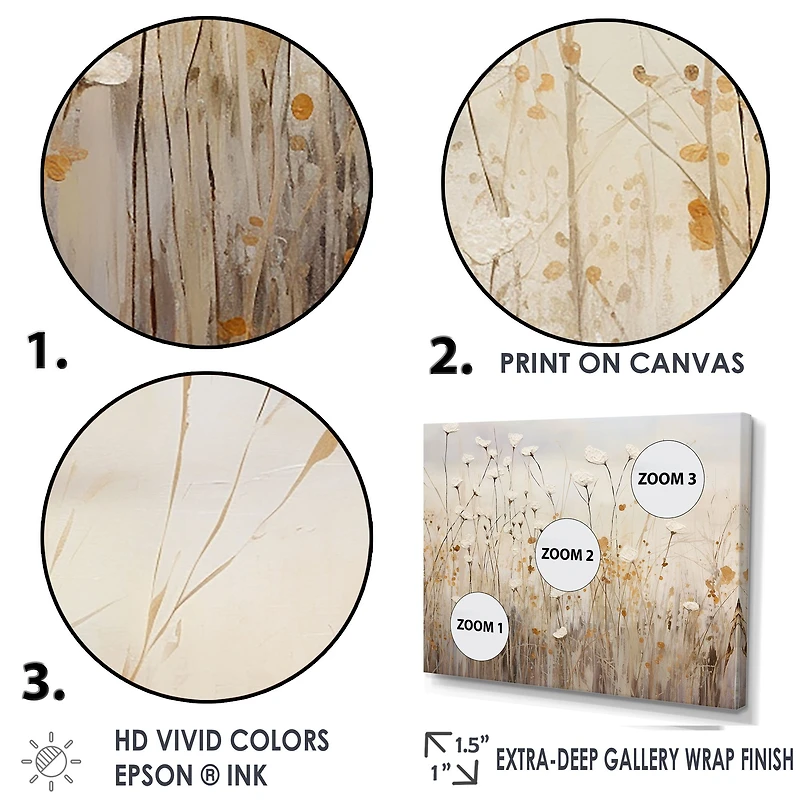 Beige Wildflower Fantasy – Dreamy Neutral Floral Artwork