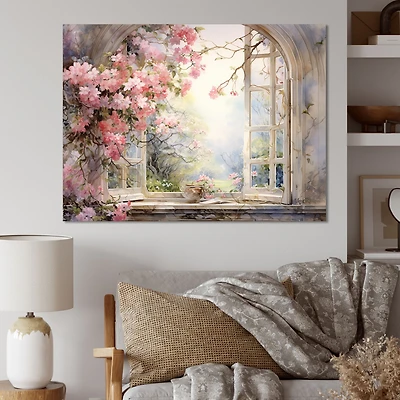 Vue jardin champêtre rose « Blossoms by the Window »