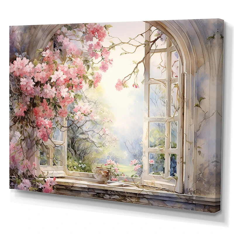 Blossoms by the Window – Pink Country Garden View