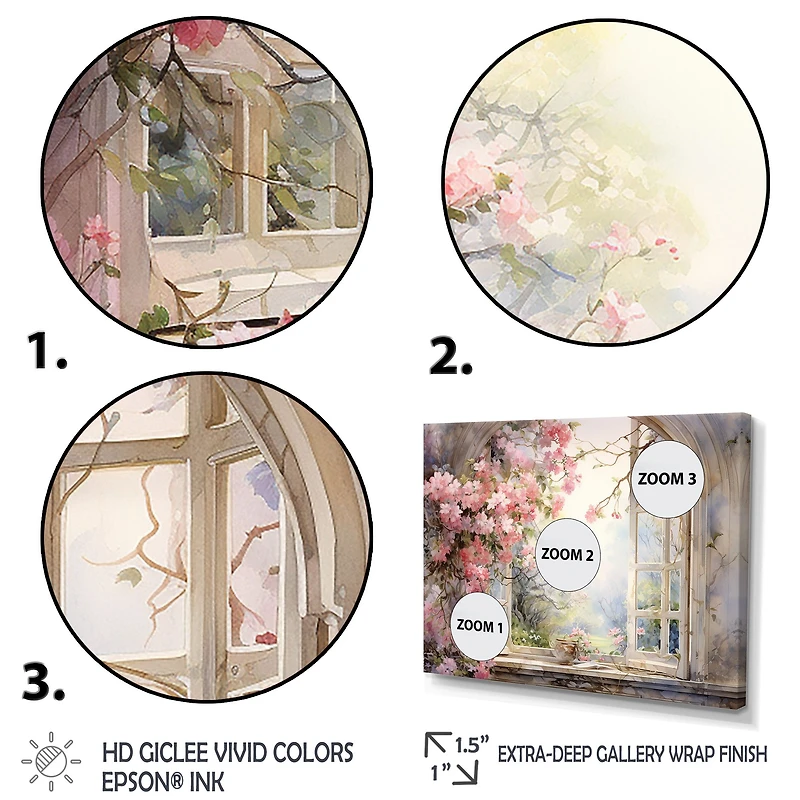 Blossoms by the Window – Pink Country Garden View