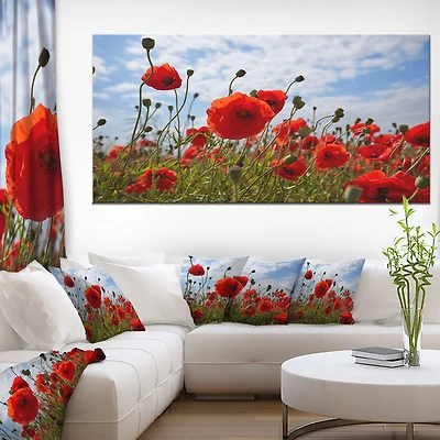 Bright Red Poppy Flowers Photo Artwork on Canvas