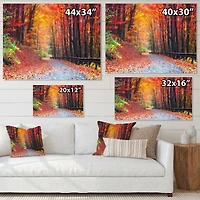 Road Beautiful Autumn Forest  Canvas Art