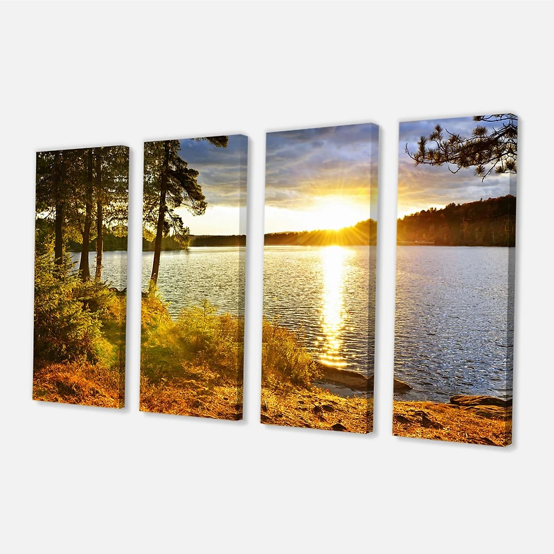 Beautiful View of Sunset over Lake Wall Artwork Print on Canvas