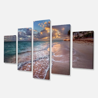 Palm Trees on Clear Sandy - 4 Art Print Canvas