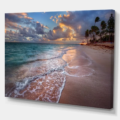Palm Trees on Clear Sandy  Art Print Canvas