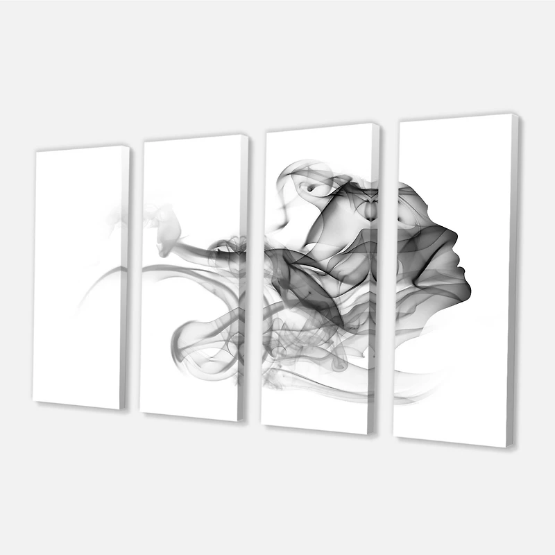 Woman and Smoke Double Exposure Canvas Wall Art
