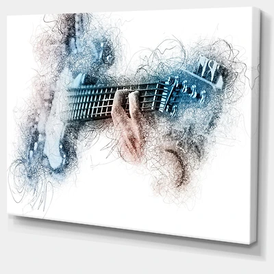 Toile « Man Playing A Guitar Watercolor »