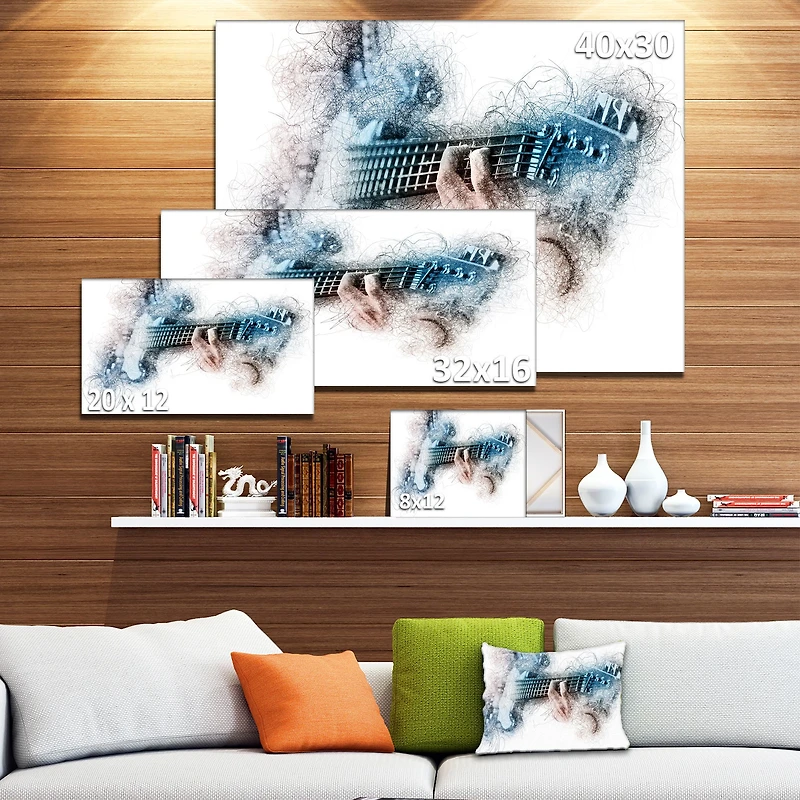 Man Playing A Guitar Watercolor  Wall Art