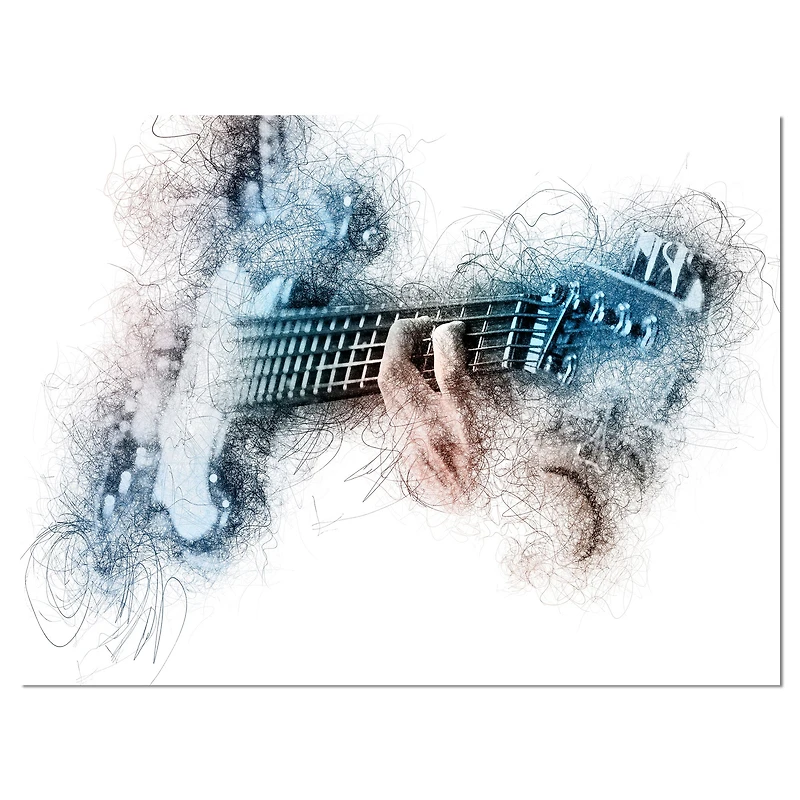 Man Playing A Guitar Watercolor  Wall Art