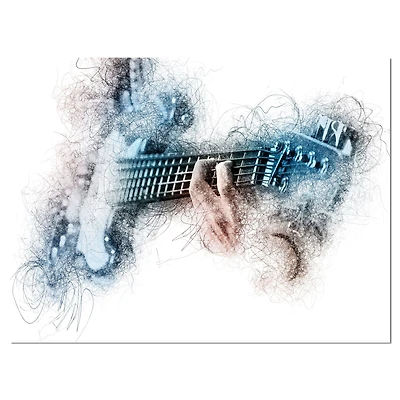 Man Playing A Guitar Watercolor  Wall Art