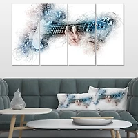 Man Playing A Guitar Watercolor  Canvas Wall Art