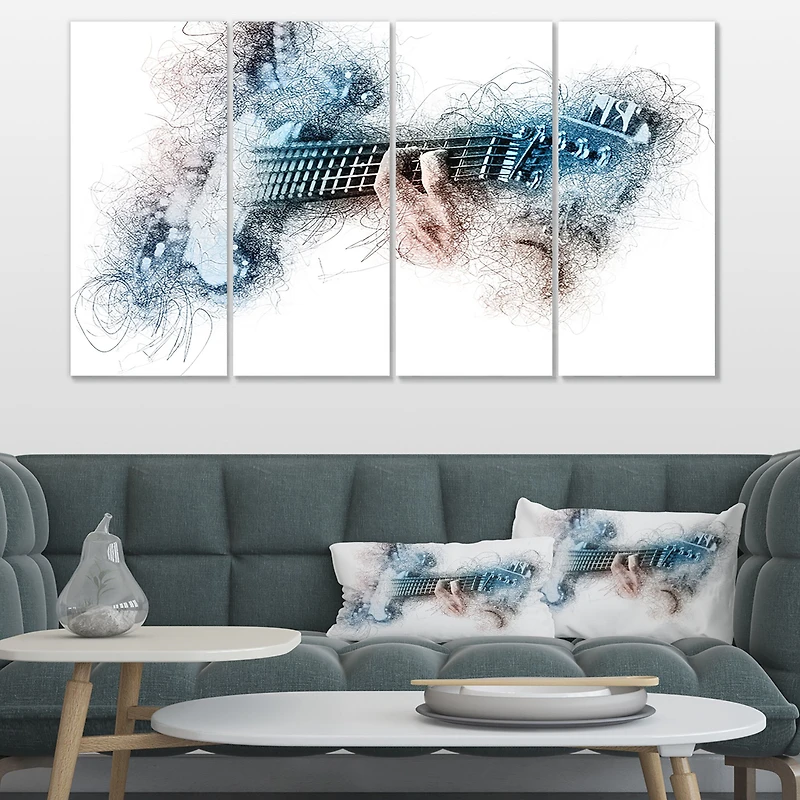 Man Playing A Guitar Watercolor  Canvas Wall Art