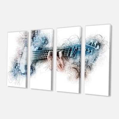 Man Playing A Guitar Watercolor  Canvas Wall Art