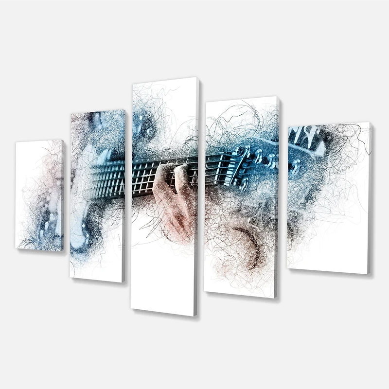 Man Playing A Guitar Watercolor  Canvas Wall Art