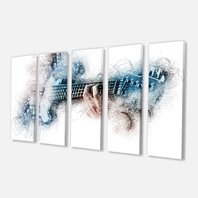 Man Playing A Guitar Watercolor  Canvas Wall Art