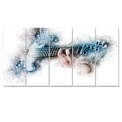 Man Playing A Guitar Watercolor  Canvas Wall Art