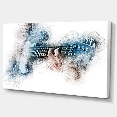 Man Playing A Guitar Watercolor Wall Art