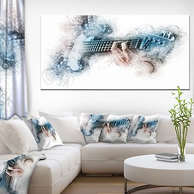 Man Playing A Guitar Watercolor  Wall Art