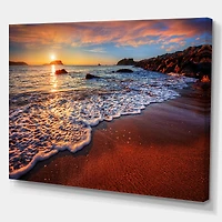 Stunning Ocean Beach at Sunset Art Print on Canvas