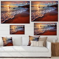 Stunning Ocean Beach at Sunset Art Print on Canvas