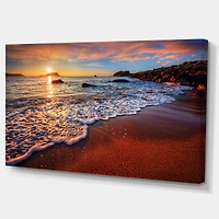 Stunning Ocean Beach at Sunset Art Print on Canvas