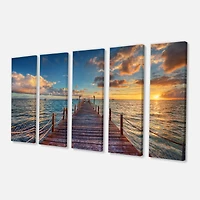 Brilliant Sunrise over Sea Pier Canvas Wall Art
