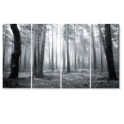 Black and White Foggy Forest Canvas Wall Art