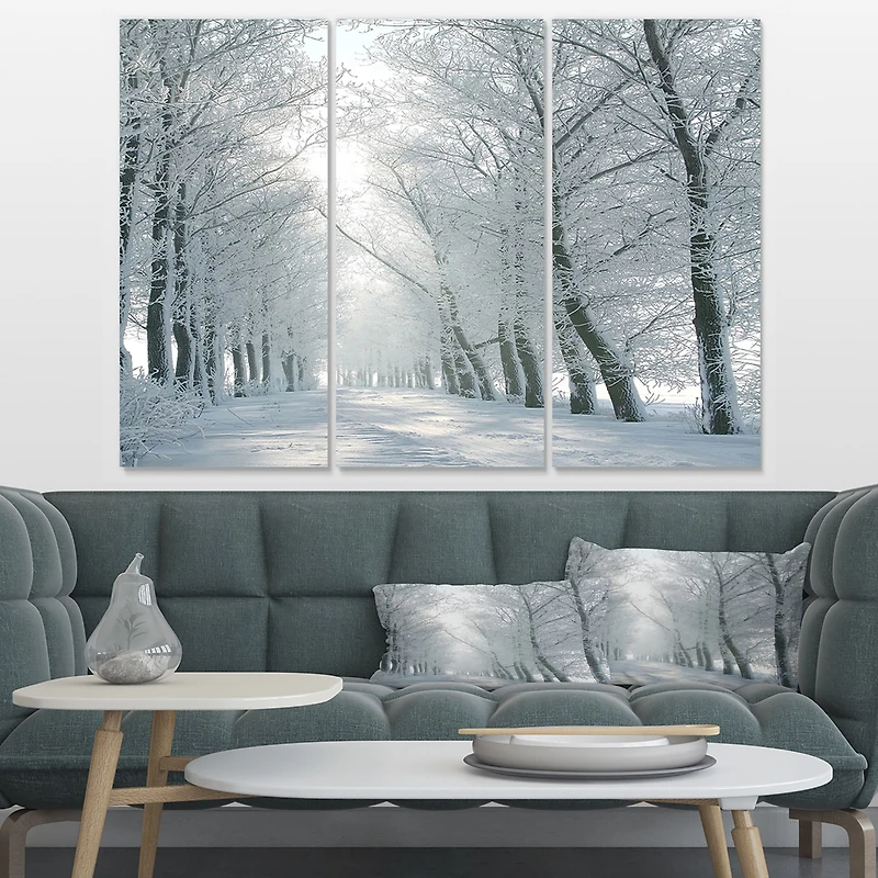 Winter Road Backlit my Morning Sun Canvas Wall Art Panels