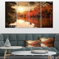 Colourful Fall Sunset over River 4 Artwork Canvas Print