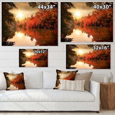 Colorful Fall Sunset over River  Artwork Canvas Print