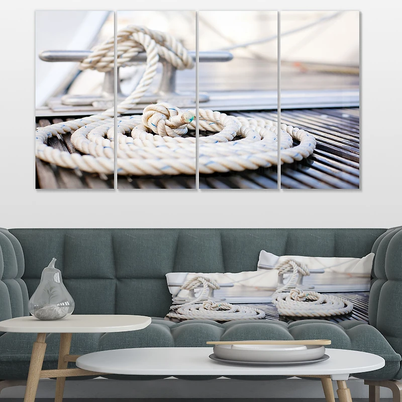 White Nautical Mooring Rope Canvas Wall Art Panels